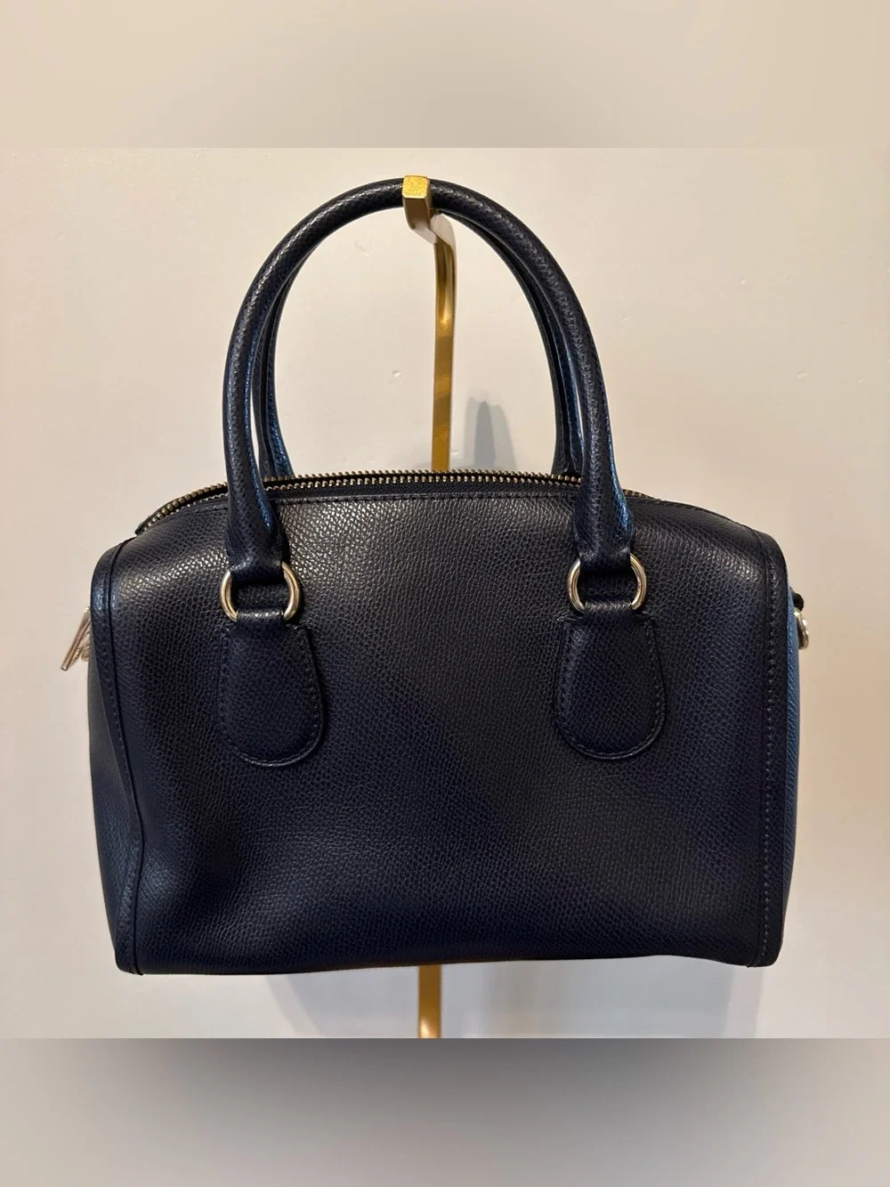 Coach mini Bennett Pebbled Leather Satchel Bag in Navy